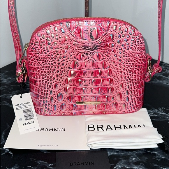 BRAHMIN Melbourne Small Georgina Leather Crossbody Magenta Pink Bag AUTHENTIC - Picture 2 of 14